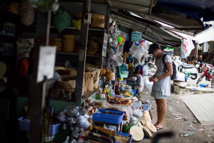Quite but festive Nha Trang market.