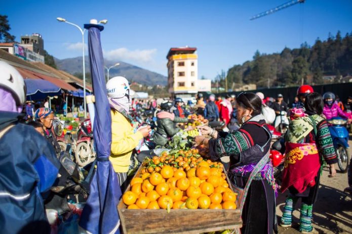 Sapa, Vietnam fruit and veggie market.