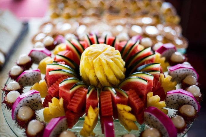 Food on the Royal palace Boat, Vietnam.