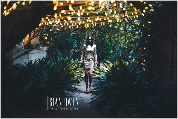 Girl walking through Birthday Venue, Cape Town South Africa. 