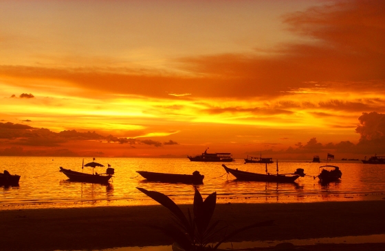 Sunset over Sairee Beach on Koh Tao Island, Thailand