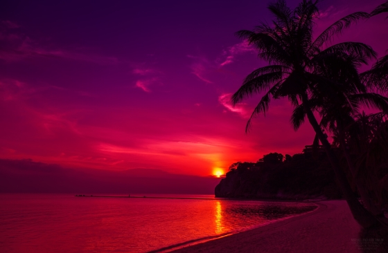 Purple sunset of Sunset Beach, Koh Lipe