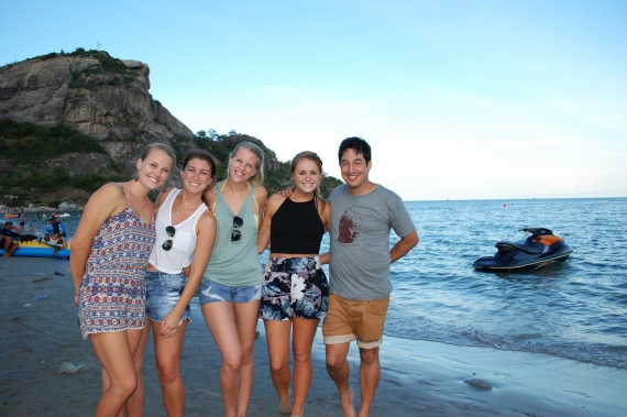 Karissa Holland and Julia Korkosz on Hua Hin beach, Thailand