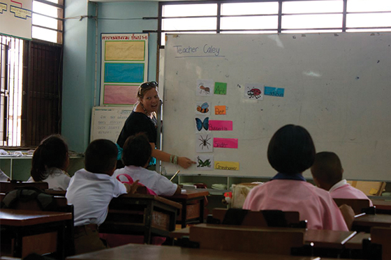 Caley Franken teaching English at a non-profit school in Thailand