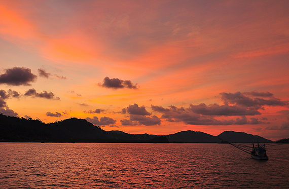 Sunset over Koh Lanta Island in Thailand