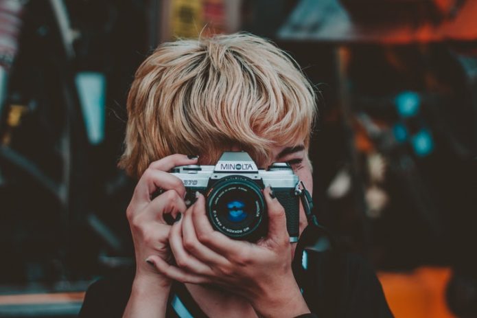 A digital camera used for the for taking photos.