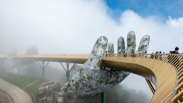 The iconic Golden Hands Bridge is one of the many attractions to explore during your time abroad