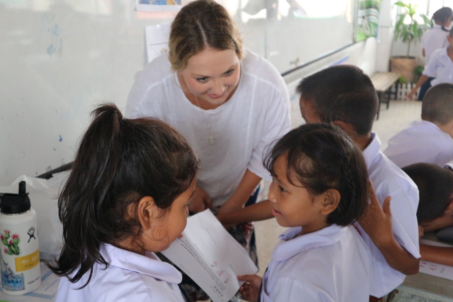Your days revolve around English camps: games, activities and conversation practice with local students.