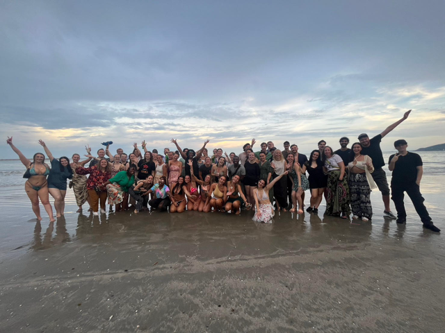 English teachers in Hua Hin enjoy some down time to swim and enjoy a welcome barbeque on the beach