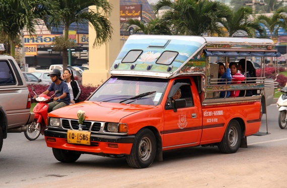 Songthaews are the cheapest mode of transport in Thailand 