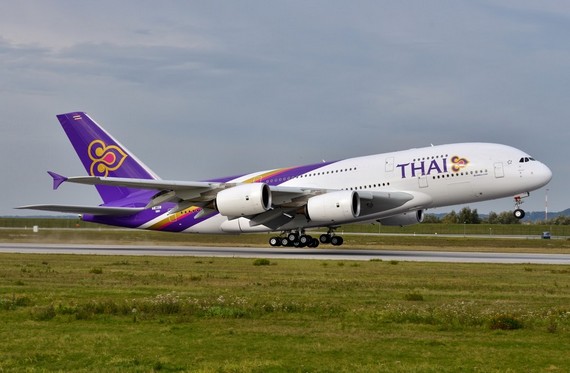 Thai Airways arepolane taking off in Thailand