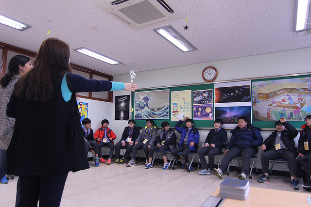 English teacher teaching at an English camp in South Korea
