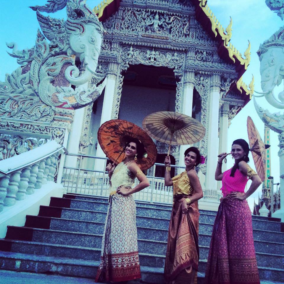 Westerners wearing traditional Thai clothing in Thailand