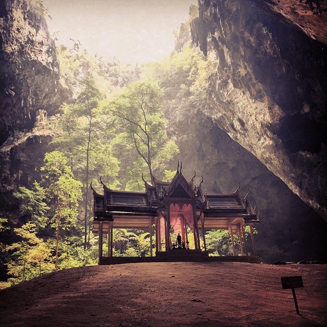 Buddhist temple inside a cave in Thailand