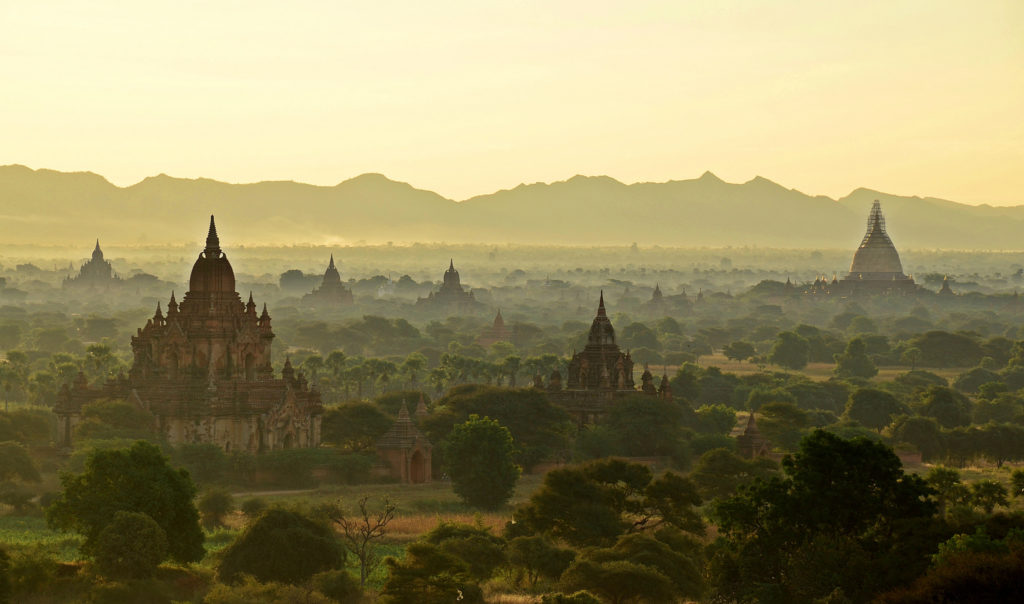 View over Bagan Myanmar at Sunset