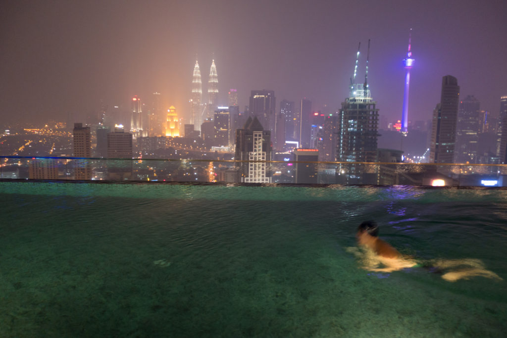 Night time swimming in Kuala Lumpur
