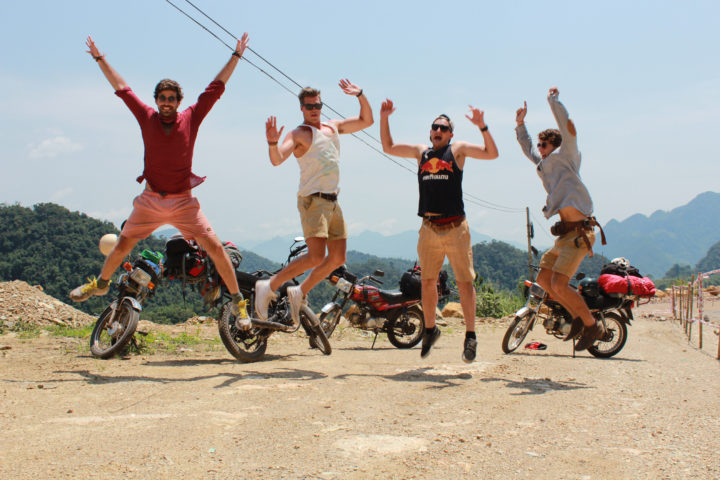 Justin and friends on a bike trip through Vietnam
