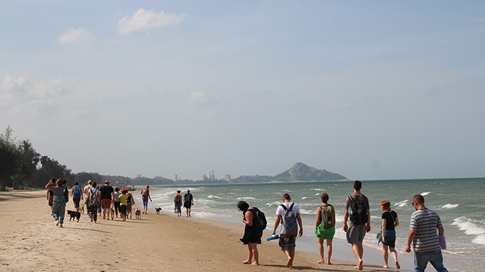 Teachers taking a stroll along the beach in Hua Hin.