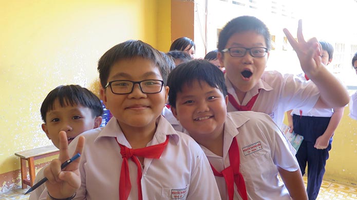 Vietnamese learners enjoy the fun and games of interactive class lessons.