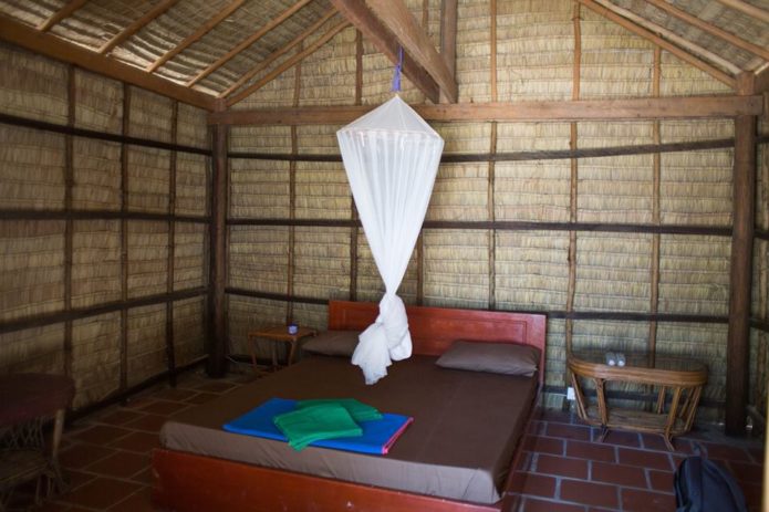 Simple thatch cabins at eco Village, Koh Rong.