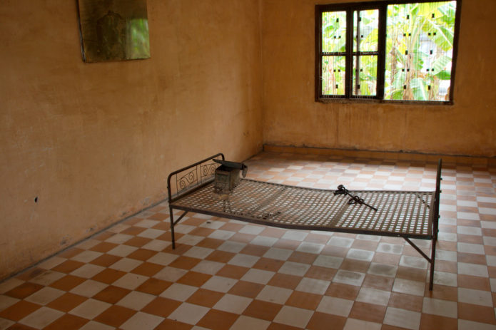 Bed used to tourture and execute victims at Tuol Sleng.