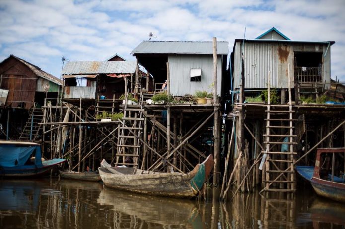 Kompong Phluk is a floating village built on stilts on the Tonlé Sap.