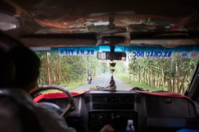 Riding a locals bus in Vietnam.