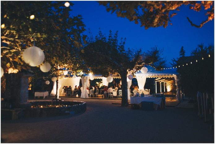 A view of a Cape Town Wedding Venue at night.
