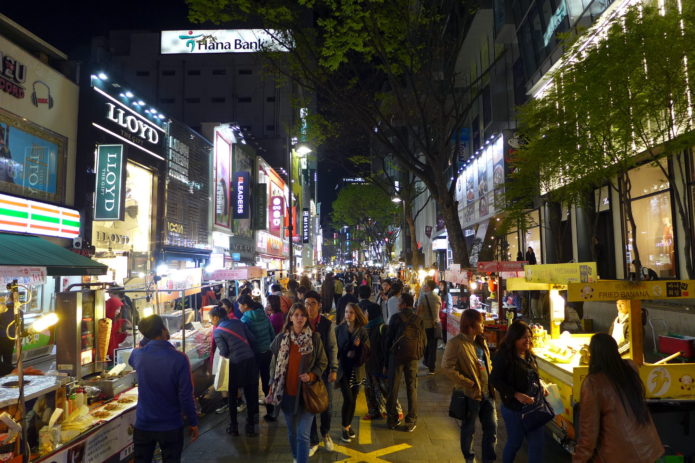 Myeongdong night market.