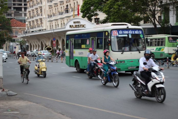Driving in Ho Chi Minh, Vietnam.