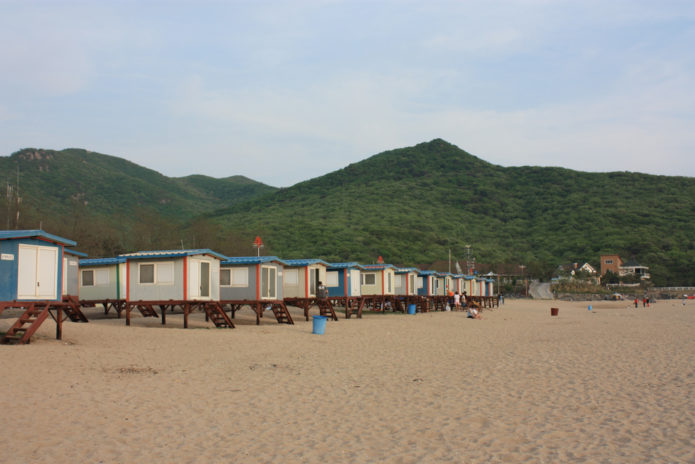 Beach cottages on muuido island, South Korea.