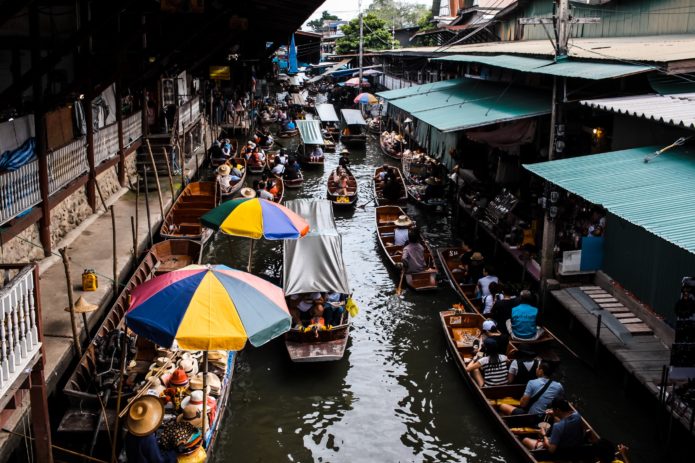 Bangkok canals, backpacking around Thailand.