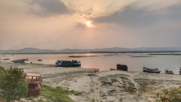 Sunset over the Irrawaddy River