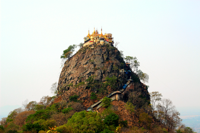 Mount Popa as viewed from a nearby temple