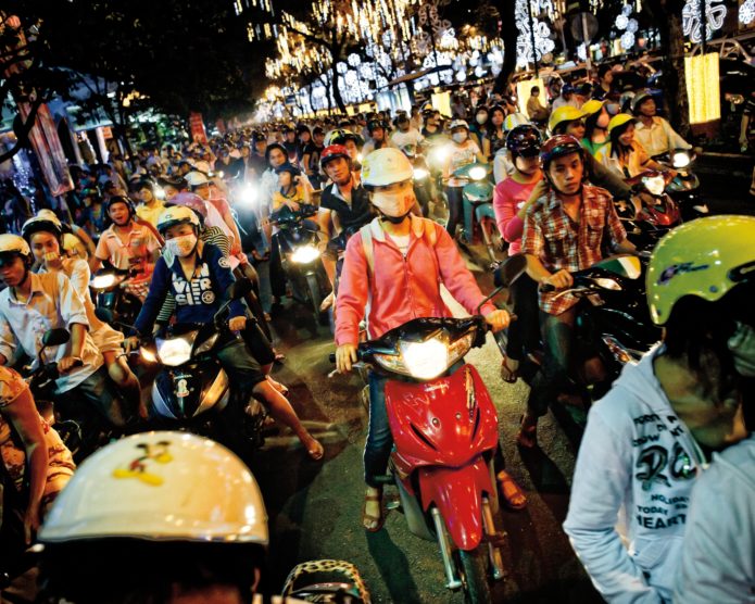 Riding a motorbike in Ho Chi Minh City 