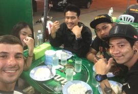 friends eating street food