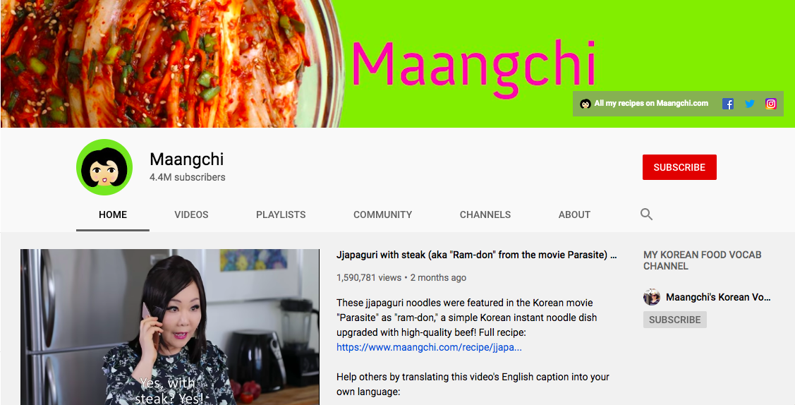 screenshot of Maanchigi Youtube channel