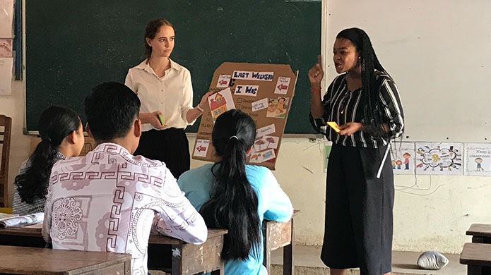 Teachers in Cambodian classroom